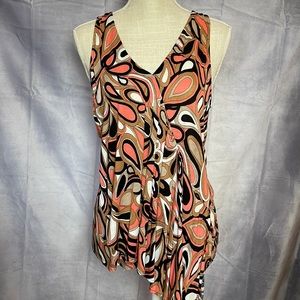 MICHAEL KORS ASSYMETRICAL FAUX WRAP SLEEVELESS SHIRT SIZED M